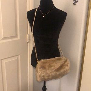 Brown faux fur crossbody